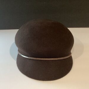 Nine West Brown Wool Newsboy Style Hat with Silver Accent